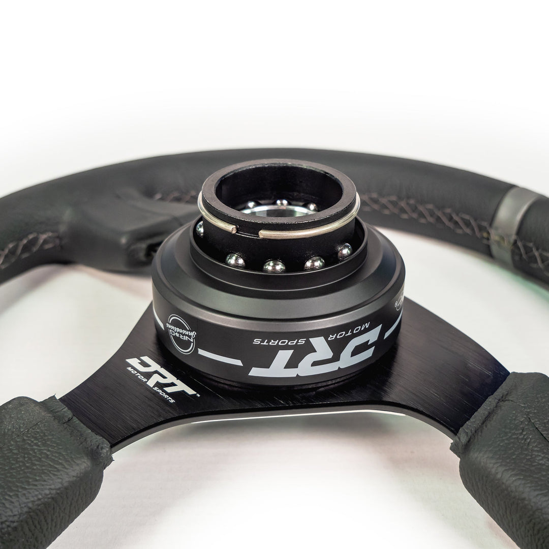 Universal 6-Bolt quick release steering wheel adapter installed