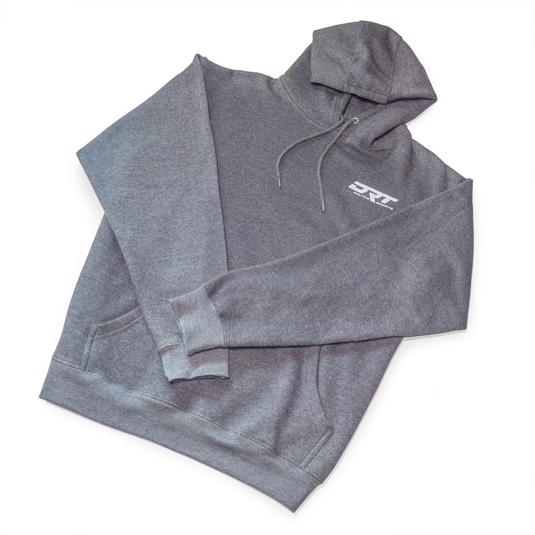 Drt motorsports hoodie in charcoal grey front view