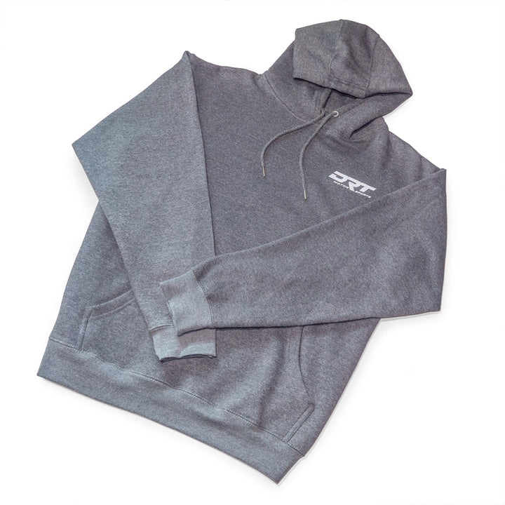 Drt motorsports hoodie in charcoal grey front view