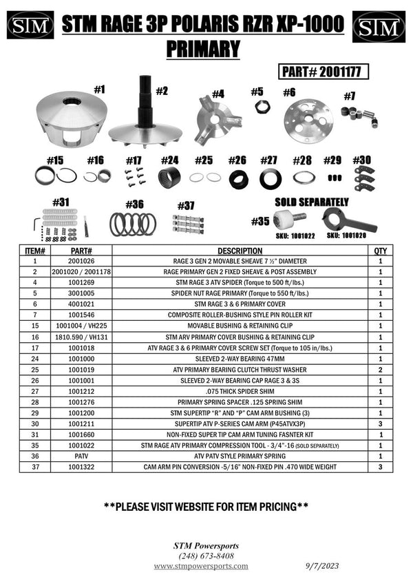STM Rage 3P Primary Clutch