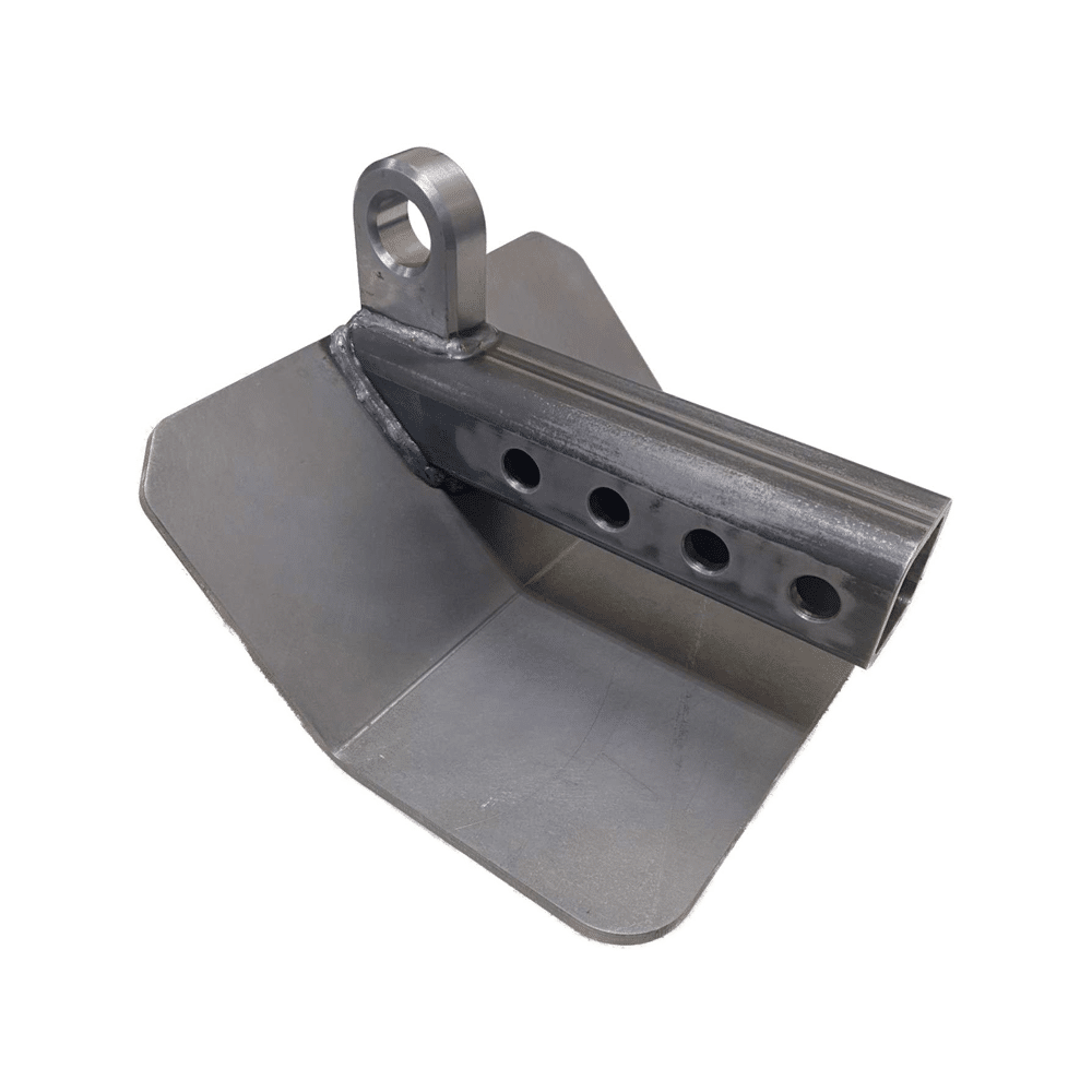 Hitch Skid with Recovery Point by AJK Offroad Side Angle View in Gray