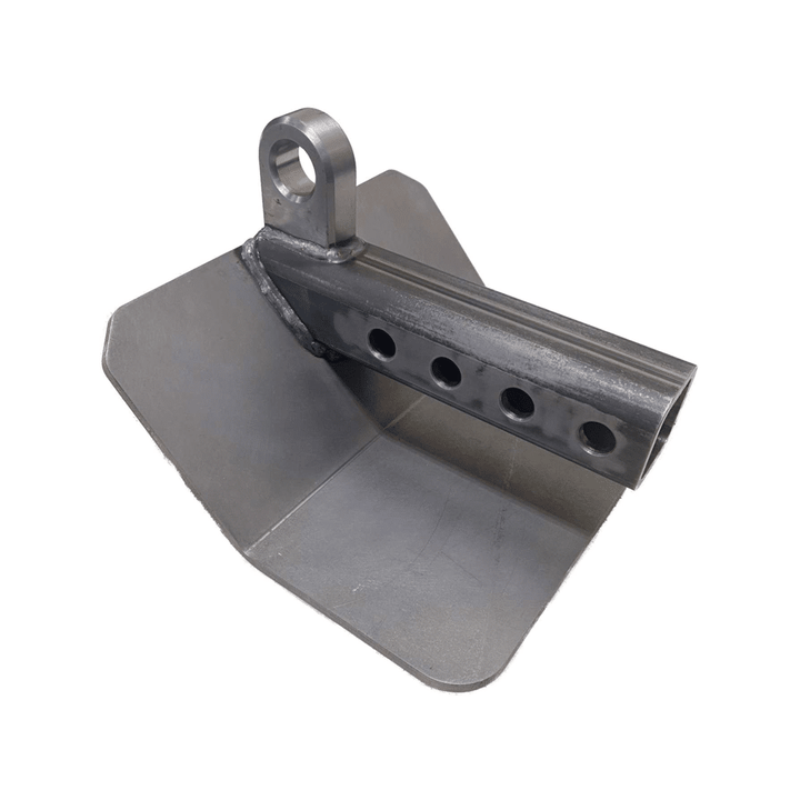 Hitch Skid with Recovery Point by AJK Offroad Side Angle View in Gray