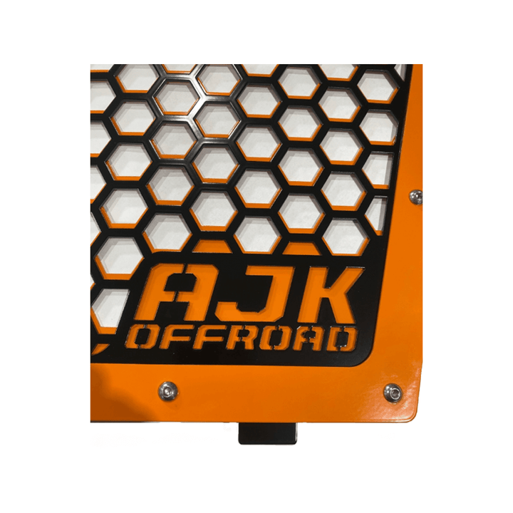 Kawasaki KRX Front Grill by AJK Offroad Close Up of Logo