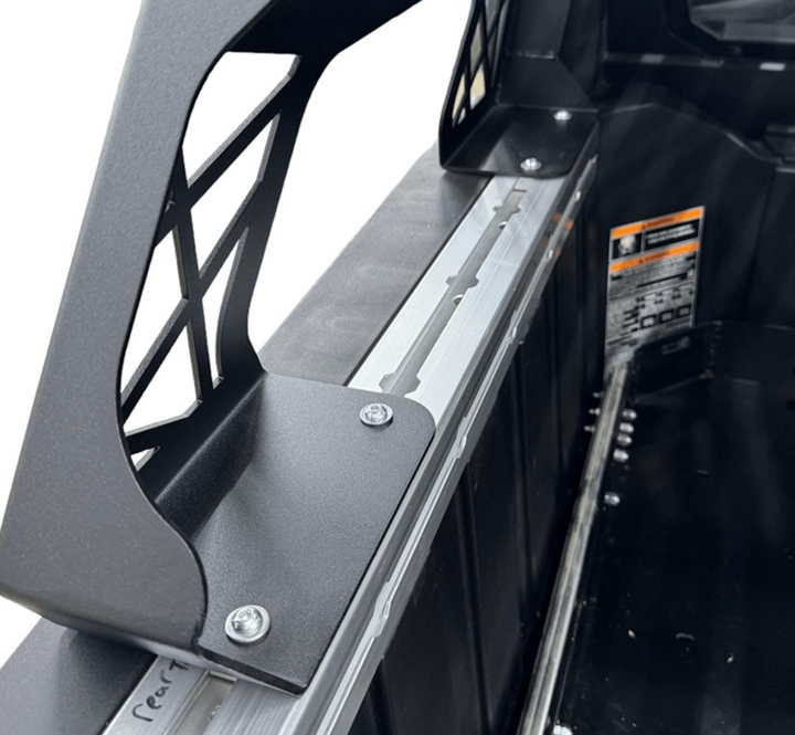 Polaris Xpedition Short Headache Rack 3/4 Rack by AJK Offroad Close Up of Left Inside of Rack Showing Attachment 