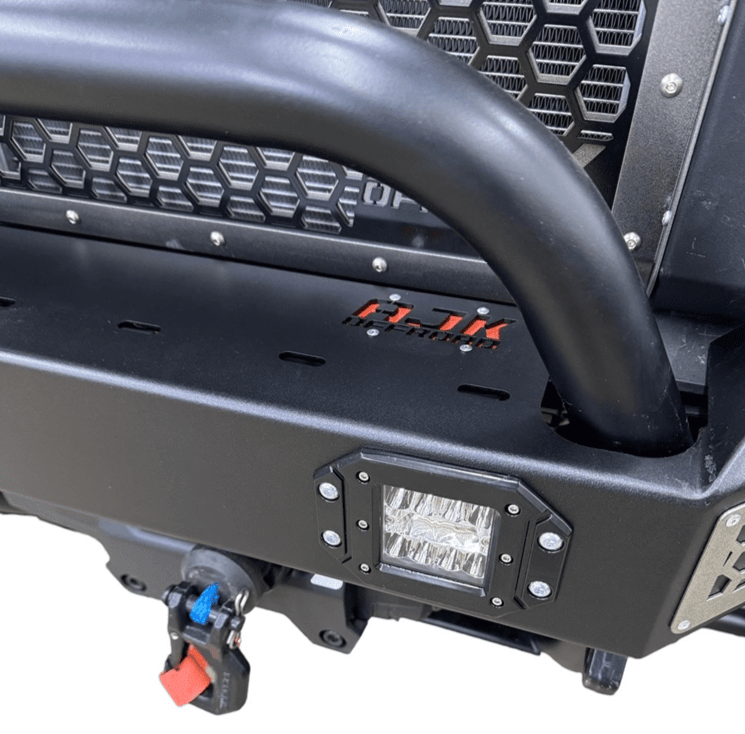 Polaris Xpedition Front Bumper by AJK Offroad Close Up of Right Side Light of Bumper