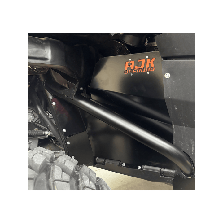 Polaris Xpedition Rear Mud Guards Installed Side View in Black