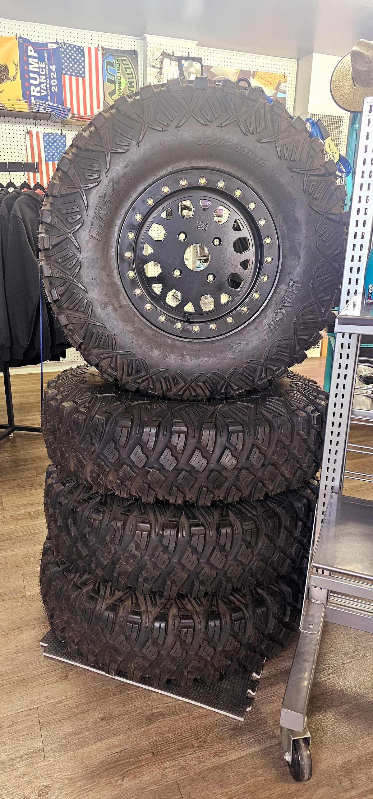 MRT RACE TIRES ON MUSCLE GUNNER BEADLOCKS WHEELS 4/137 BOLT PATTERN PACKAGE P
