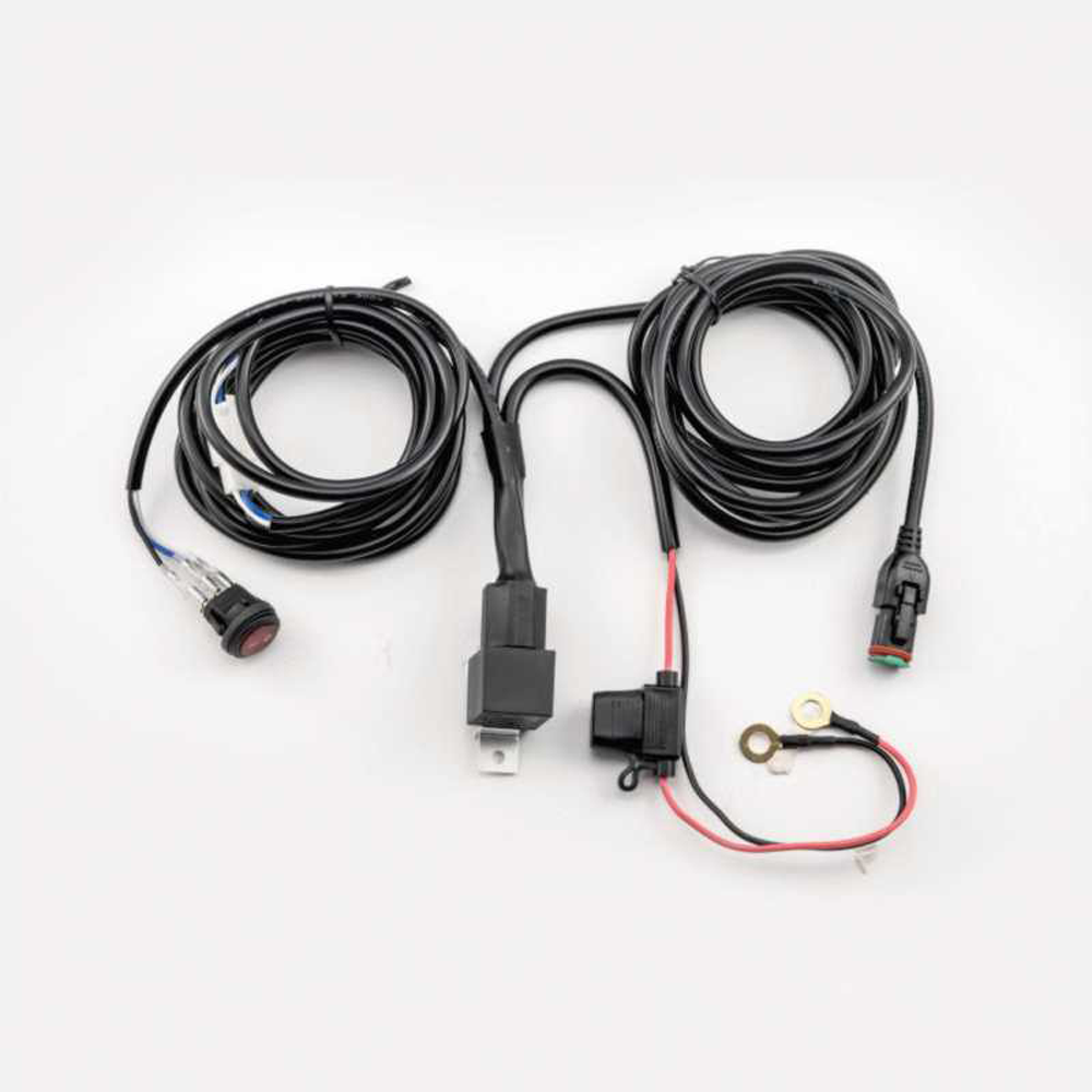 Dual Row High Output 8"Light Bar by AJK Offroad Top View of Wires Used for Install
