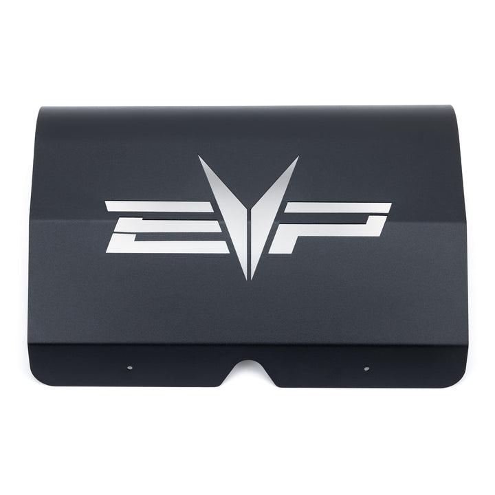 EVP matte black heat shield with cutout EVP logo for 2018-2024 Polaris Ranger XP 1000 stock exhaust