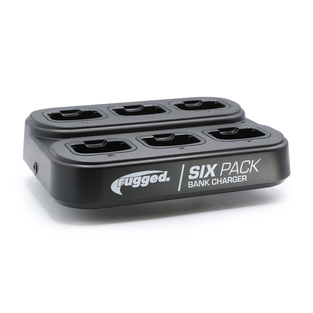 6 Pack - Rugged GMR2 PLUS - GMRS and FRS Two Way Handheld Radios with Bank Charger - Grey