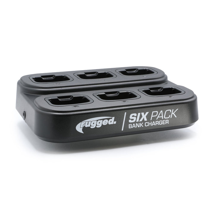 6 Pack - Rugged GMR2 PLUS - GMRS and FRS Two Way Handheld Radios with Bank Charger - Safety Orange