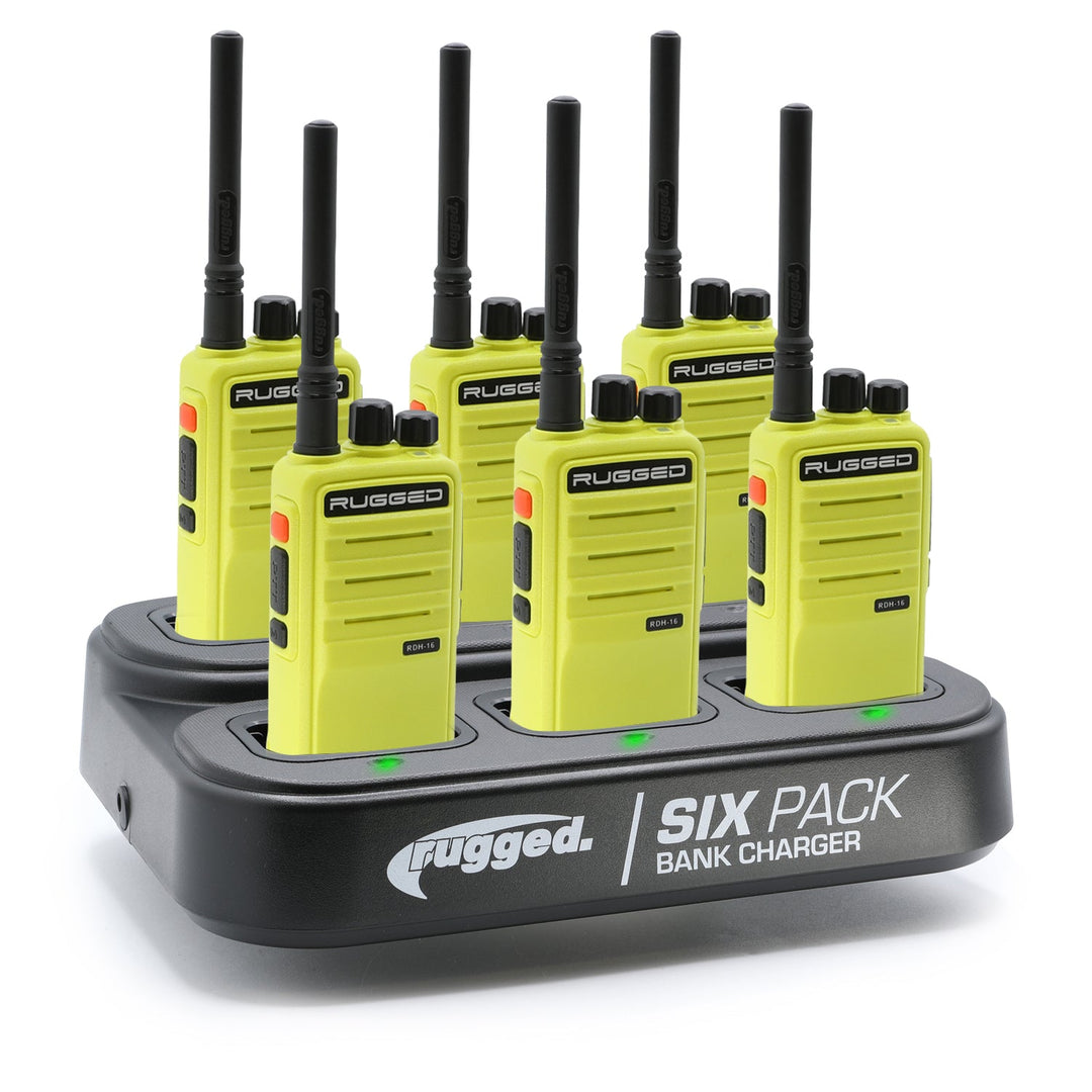 6 PACK - Choose Your Business Band Two Way Handheld Radio - RDH-X - Safety Yellow