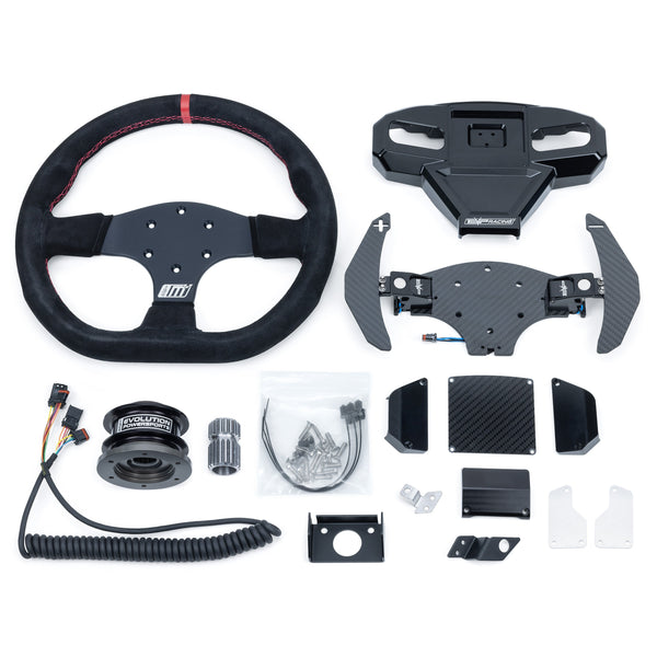 EVP.MOde Multifunction Steering Wheel with Carbon Fiber Paddles and Quick-Release Hub Adapter Kit for Can-Am Maverick R