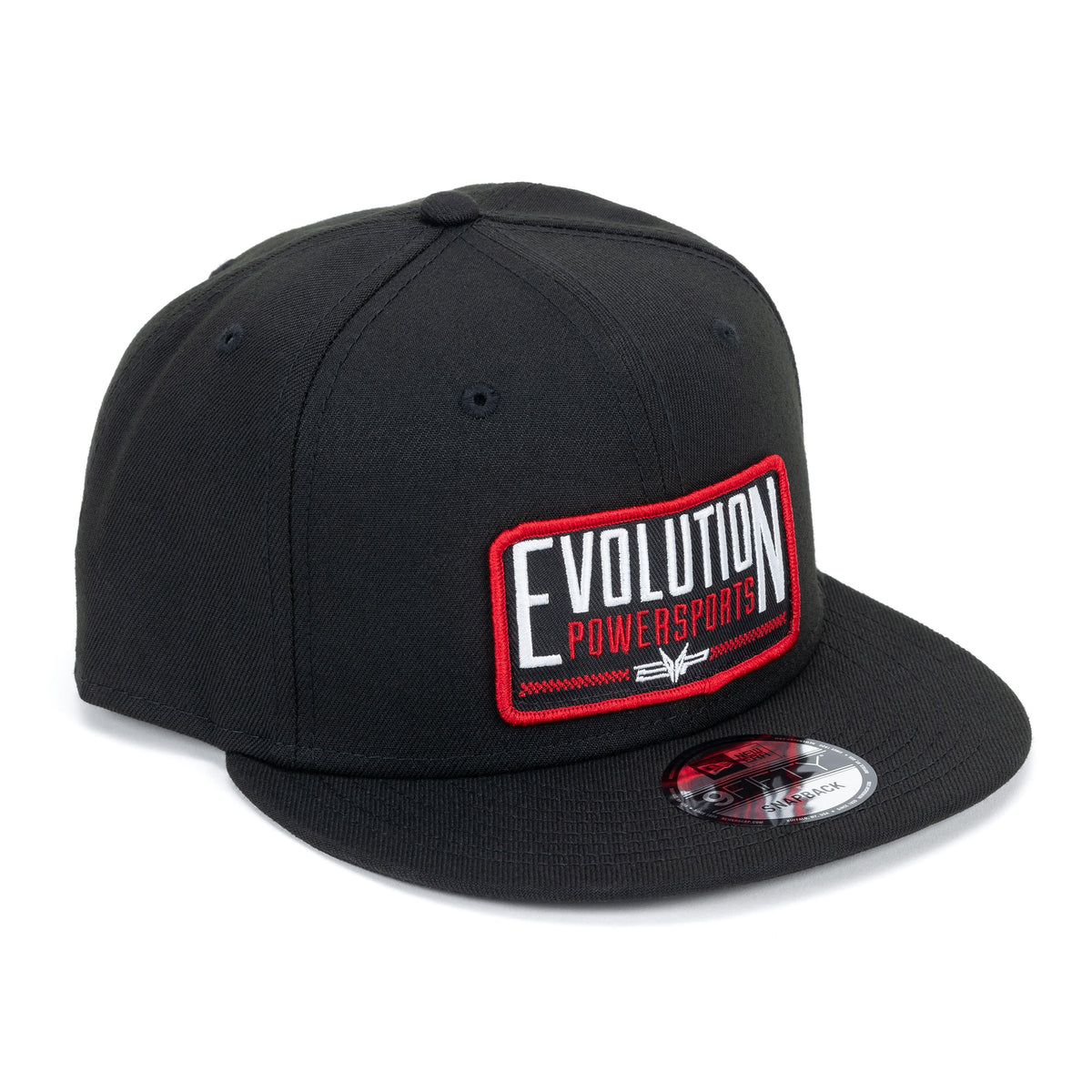 Evolution Powersports Black Canvas Checkered Patch Snapback Hat