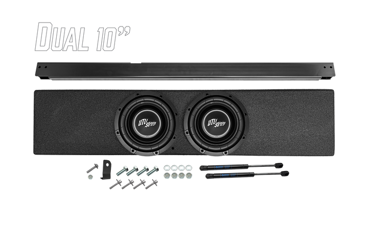 UTV Stereo dual 10 inch subwoofer enclosure with mounting bracket and hardware kit