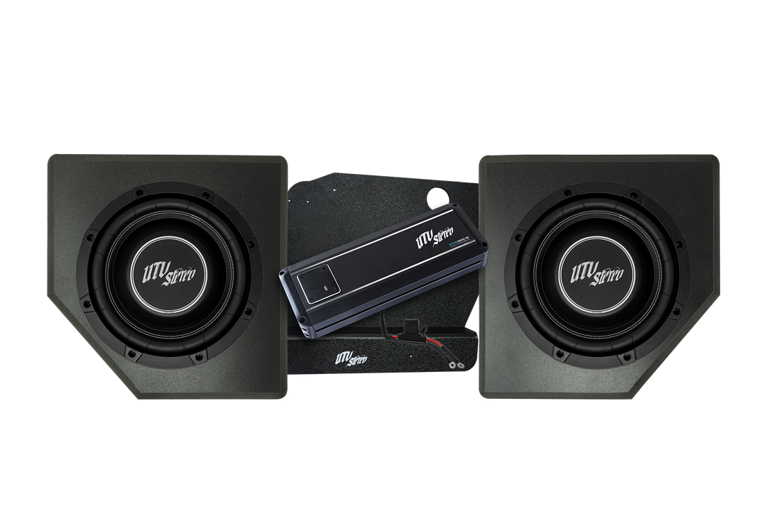 UTV Stereo subwoofer and amplifier audio kit with mounting bracket