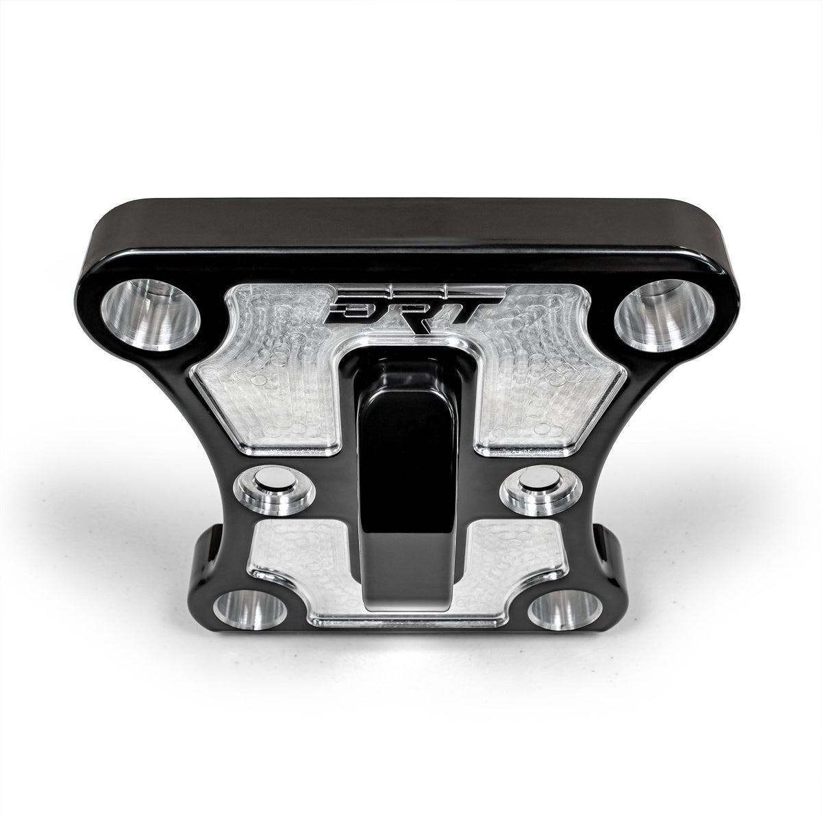 Black billet radius rod plate on Can‑Am Maverick X3 rear suspension upgrade Top view
