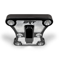 Black billet radius rod plate on Can‑Am Maverick X3 rear suspension upgrade Top view