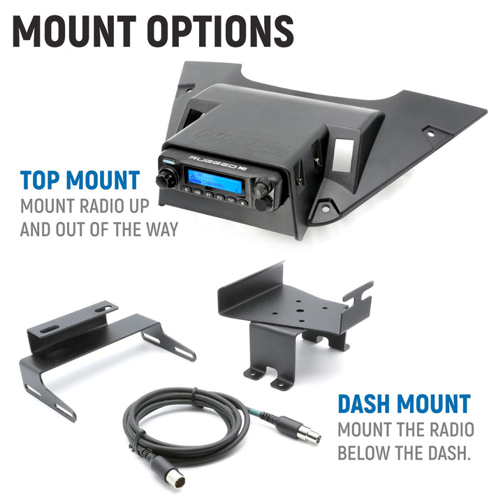 Can-Am Maverick R Complete Communication Kit with Rocker Switch Bluetooth Intercom and 2-Way Radio - 696 PLUS Remote Head / G1 GMRS / Top Mount