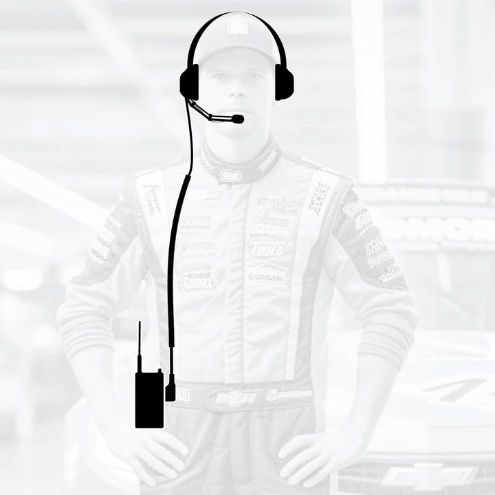 Crew Chief - H42 Spotter Headset and Rugged Handheld Radio Package - Single Radio / RDH Digital UHF Radio / Black