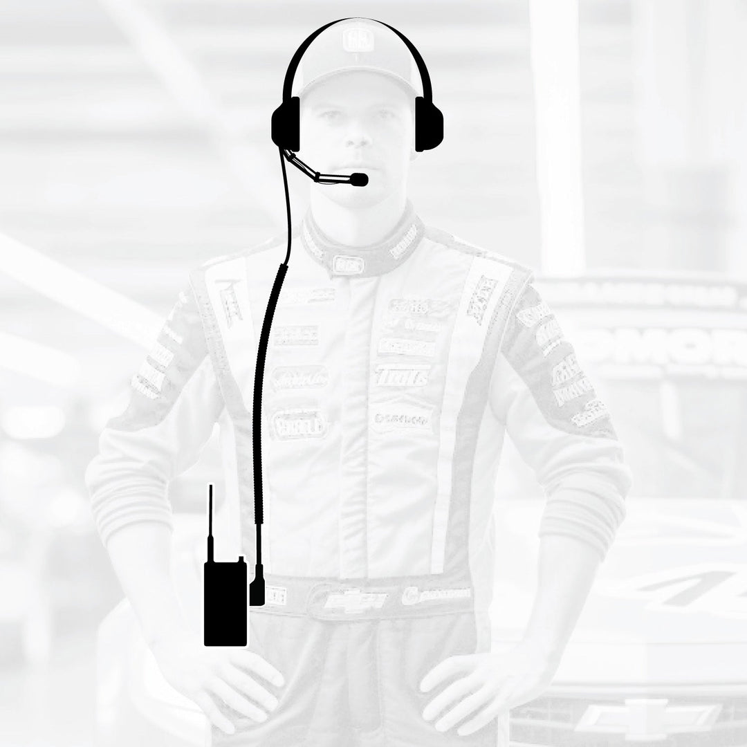 Crew Chief - H42 Spotter Headset and Rugged Handheld Radio Package - Single Radio / RDH Digital UHF Radio / Safety Yellow