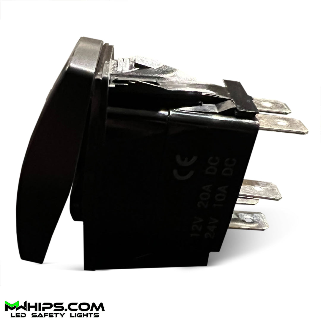 DOME LIGHT - DUAL BLUE LED, 5 PIN, 20A/12V ON/OFF ROCKER SWITCH - Mwhips