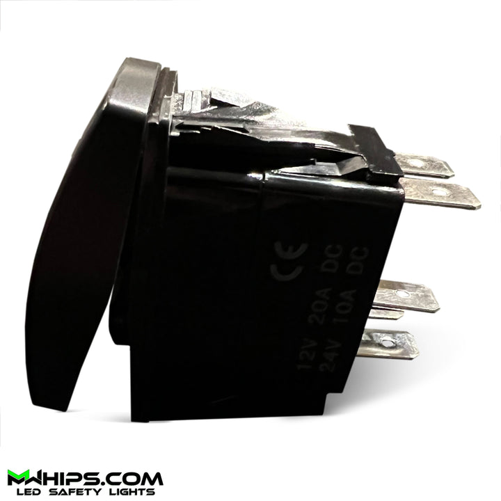 DOME LIGHT - DUAL BLUE LED, 5 PIN, 20A/12V ON/OFF ROCKER SWITCH - Mwhips