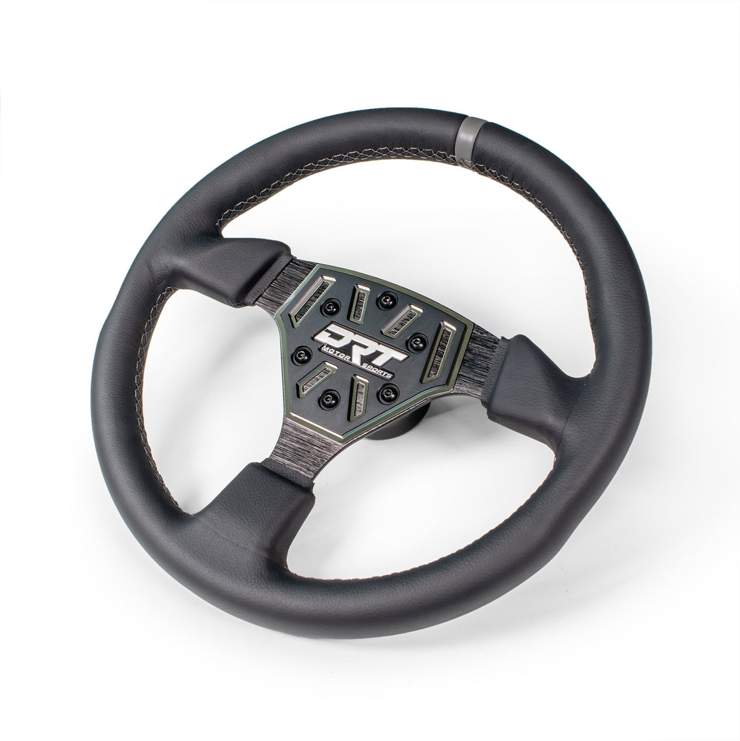 Round utv steering wheel in leather finish 