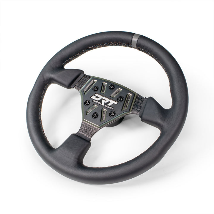 Round utv steering wheel in leather finish 