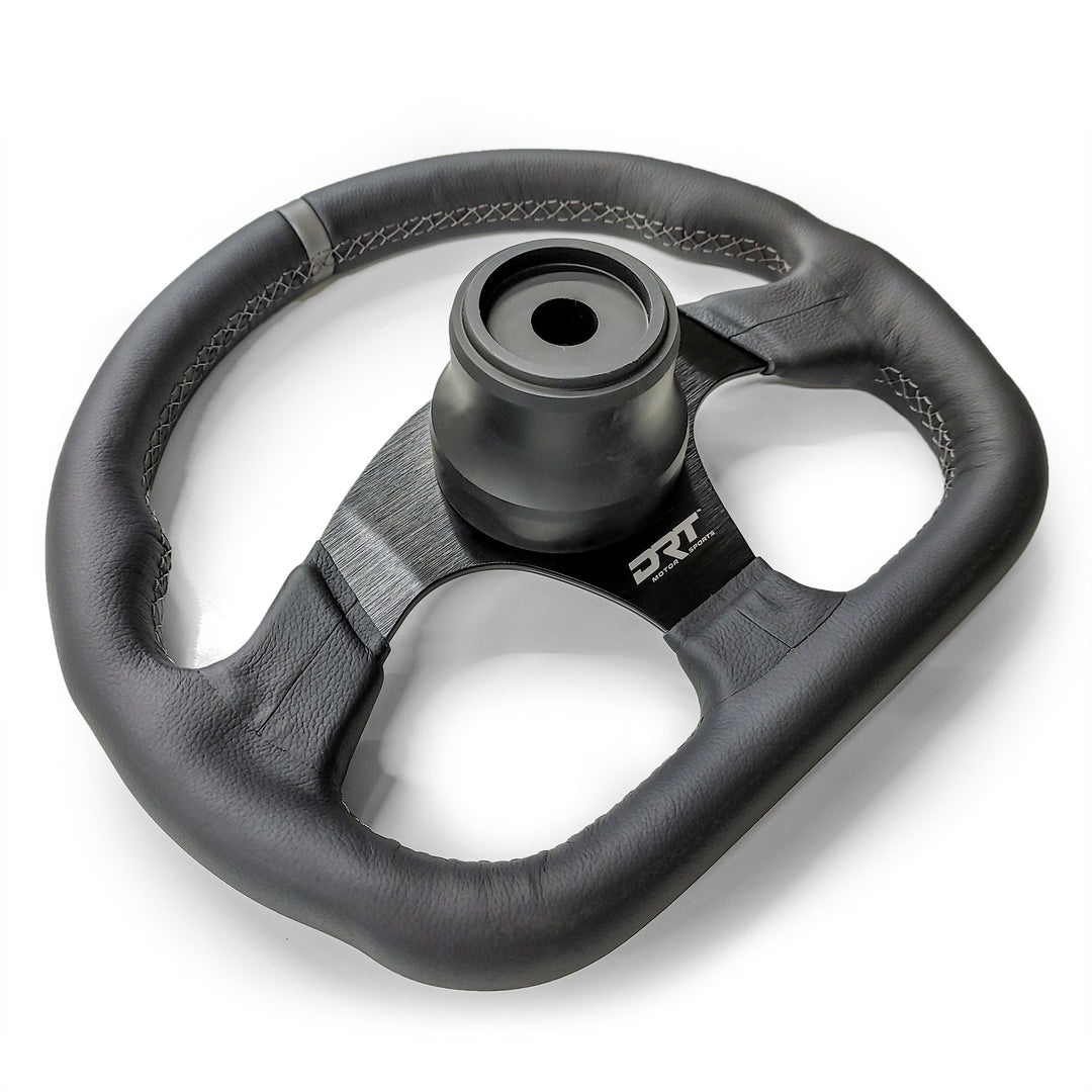 Round utv steering wheel in leather finish
