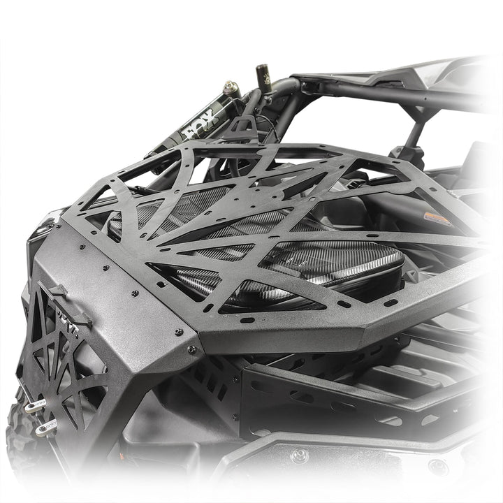 Heavy duty cargo rack for Maverick X3 2017+, secures gear and cooler in back bed
