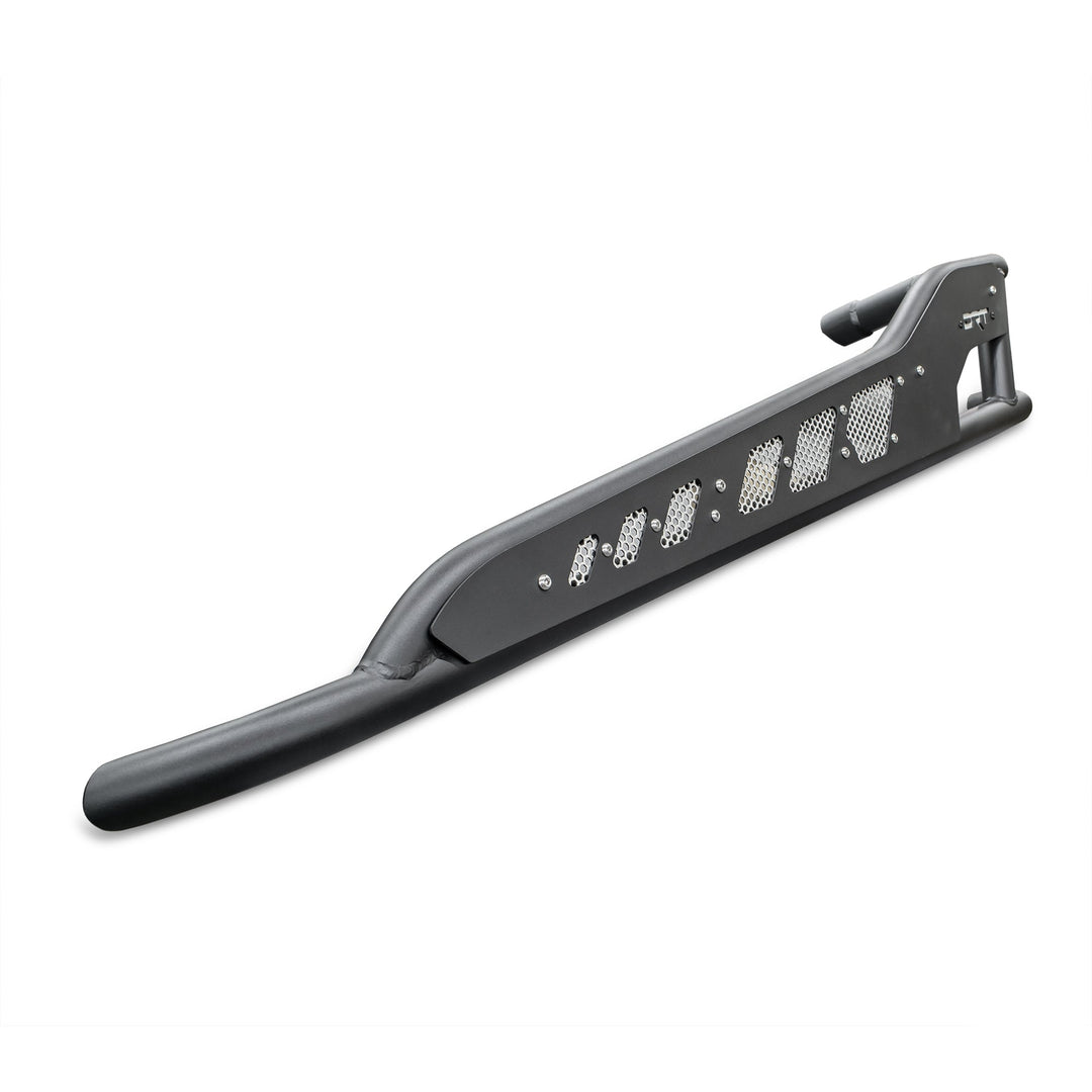 Angled view showing rear mounting bracket of DRT rock rail