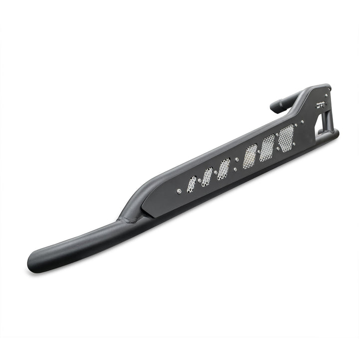 Angled view showing rear mounting bracket of DRT rock rail
