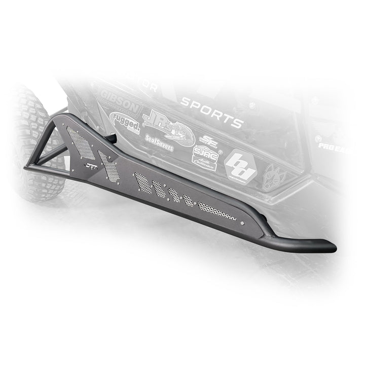 Top Side view of black DRT Tree Kicker installed on Can‑Am Maverick X3 2‑door