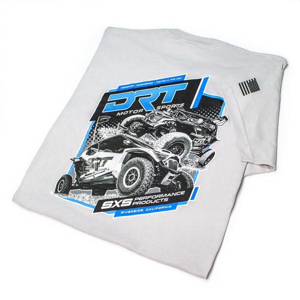 Back view of a classic short-sleeve tee in grey