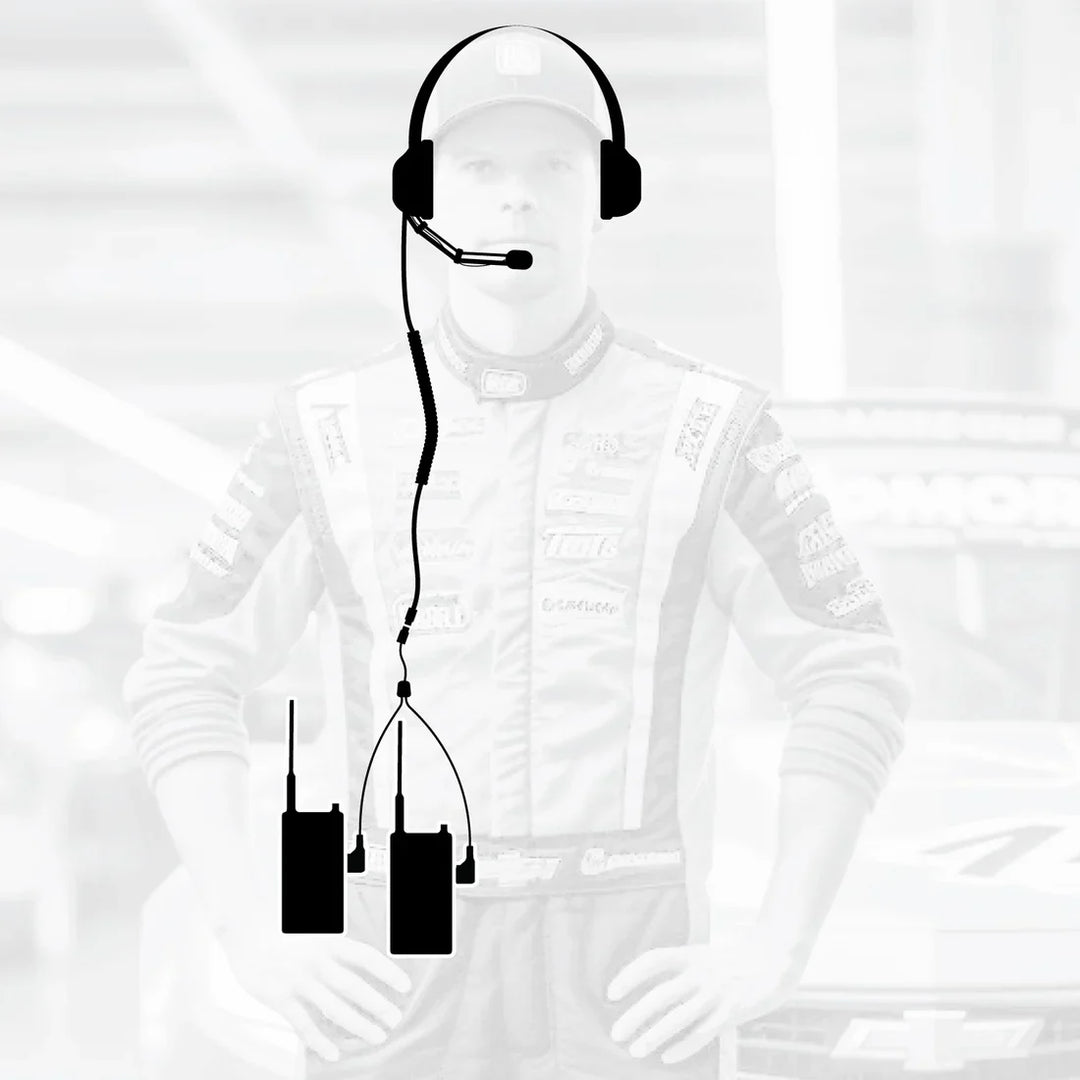 Crew Chief - H42 Spotter Headset and Rugged Handheld Radio Package - Single Radio with Nitro Bee X / R1 Business Band Handheld - Digital and Analog / Blue