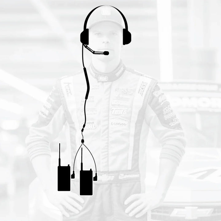 Crew Chief - H42 Spotter Headset and Rugged Handheld Radio Package - Single Radio with Nitro Bee X / RDH Digital UHF Radio / Black