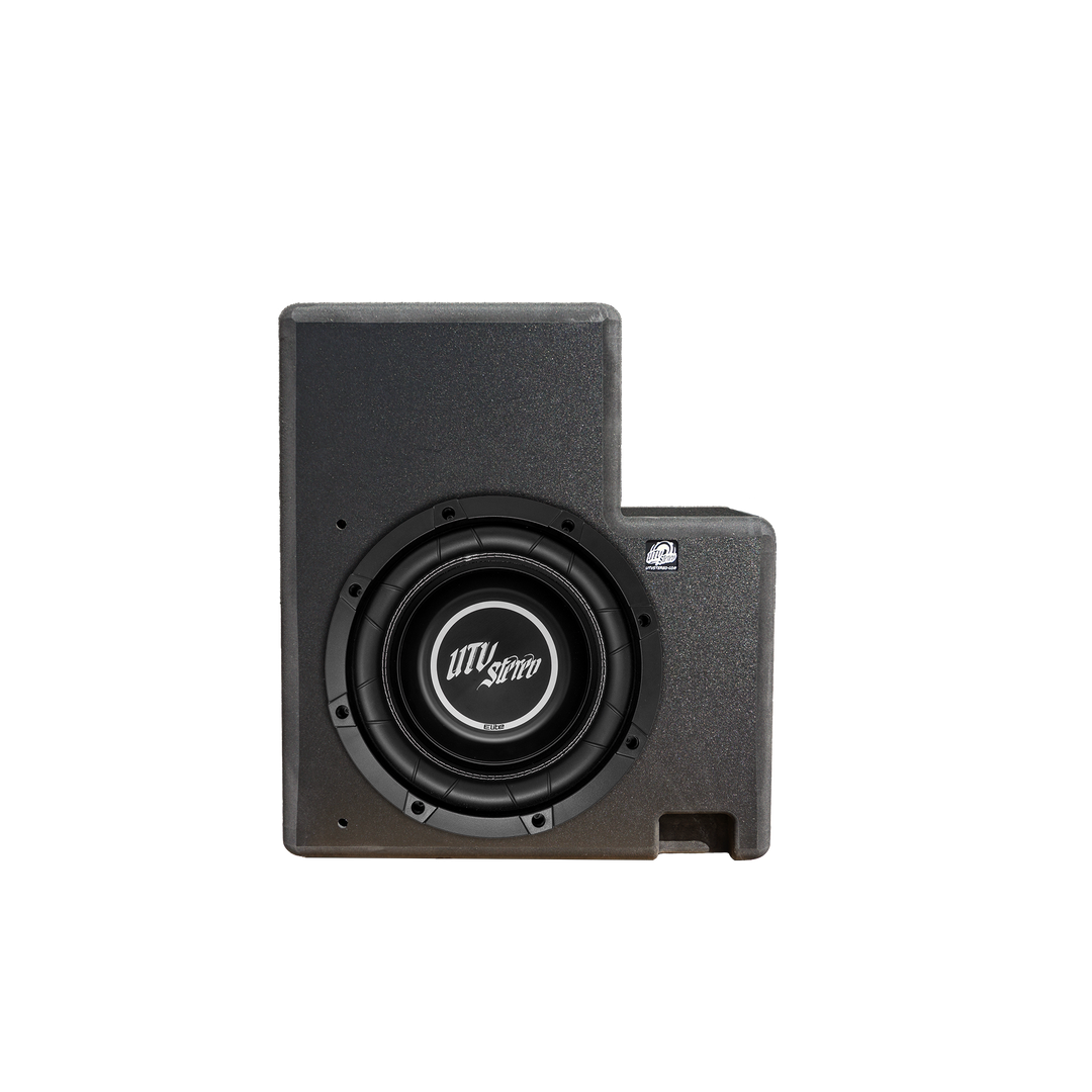 UTV Stereo Elite subwoofer in a black enclosure