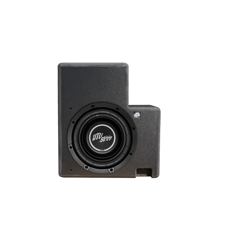 UTV Stereo Elite subwoofer in a black enclosure