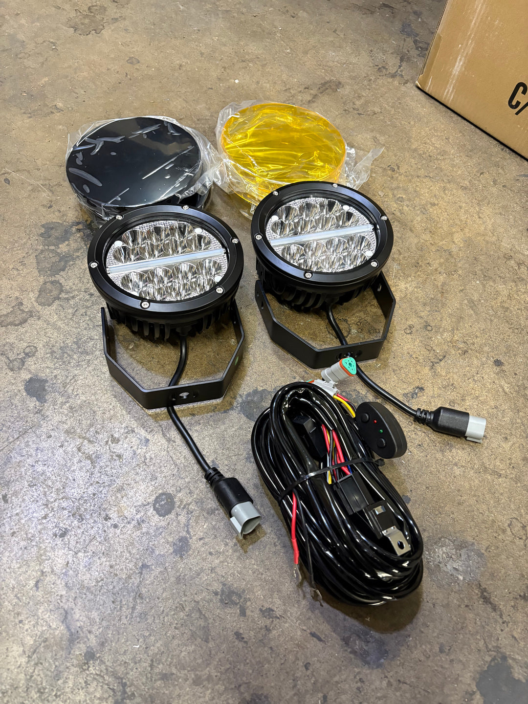 Eco Series 6" Round Off Road LED Light Pair With Amber & Black Covers & Wiring Harness