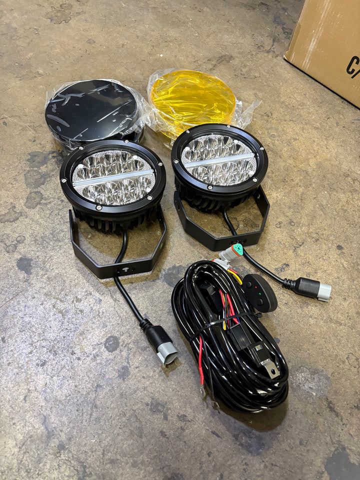 Eco Series 6" Round Off Road LED Light Pair With Amber & Black Covers & Wiring Harness