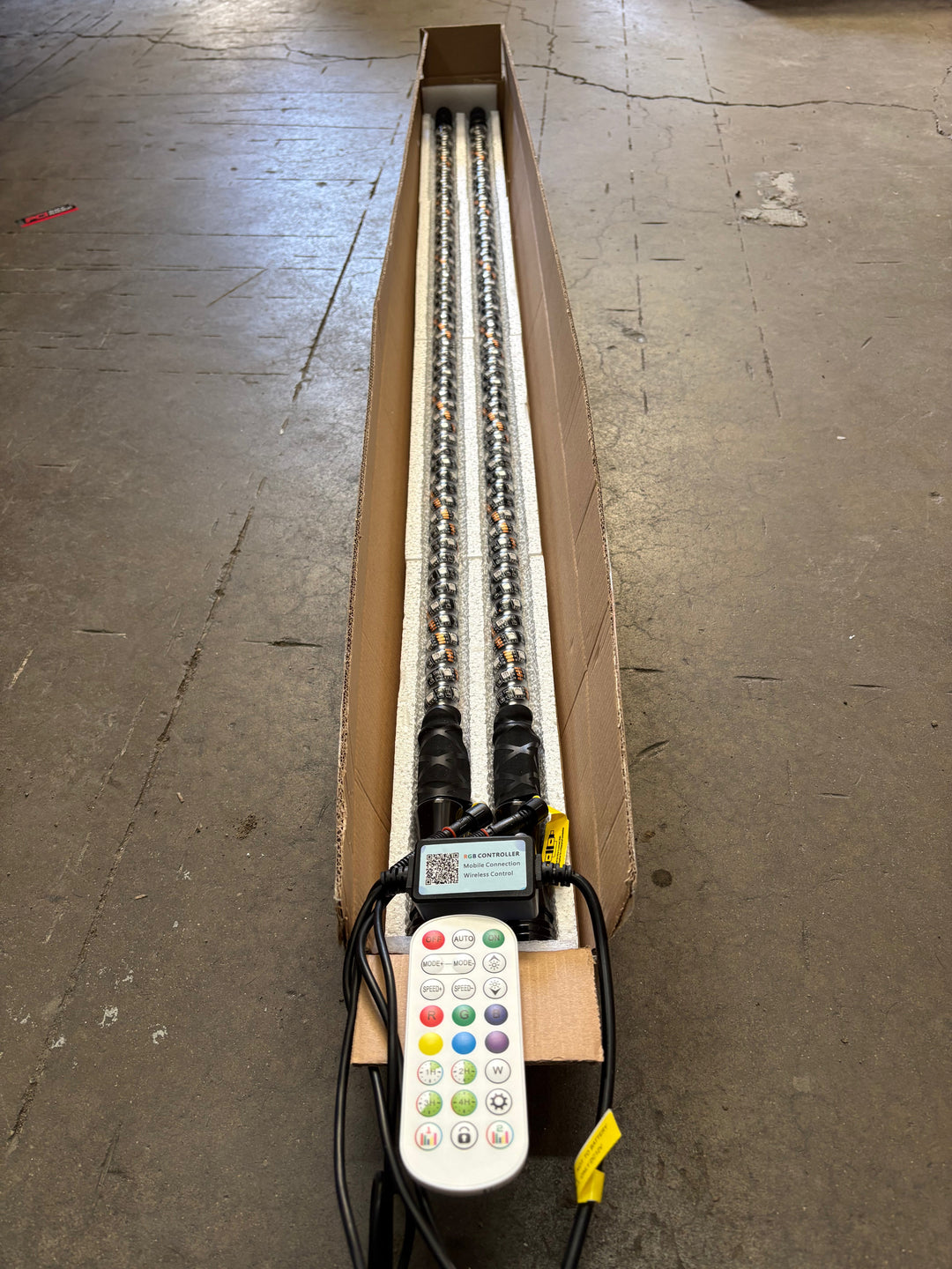 Eco 4' RGB LED Whip Pair - Bluetooth & Remote With Quick Release Base
