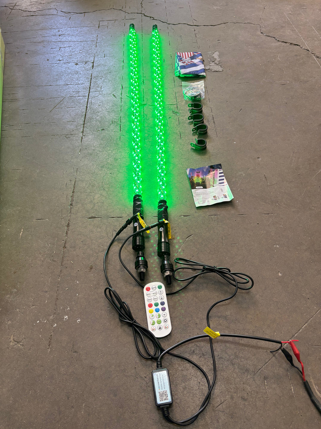Eco 4' RGB LED Whip Pair - Bluetooth & Remote With Quick Release Base