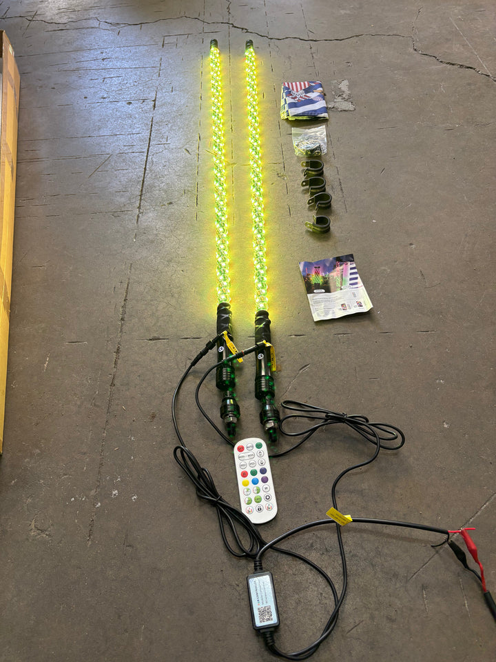 Eco 4' RGB LED Whip Pair - Bluetooth & Remote With Quick Release Base