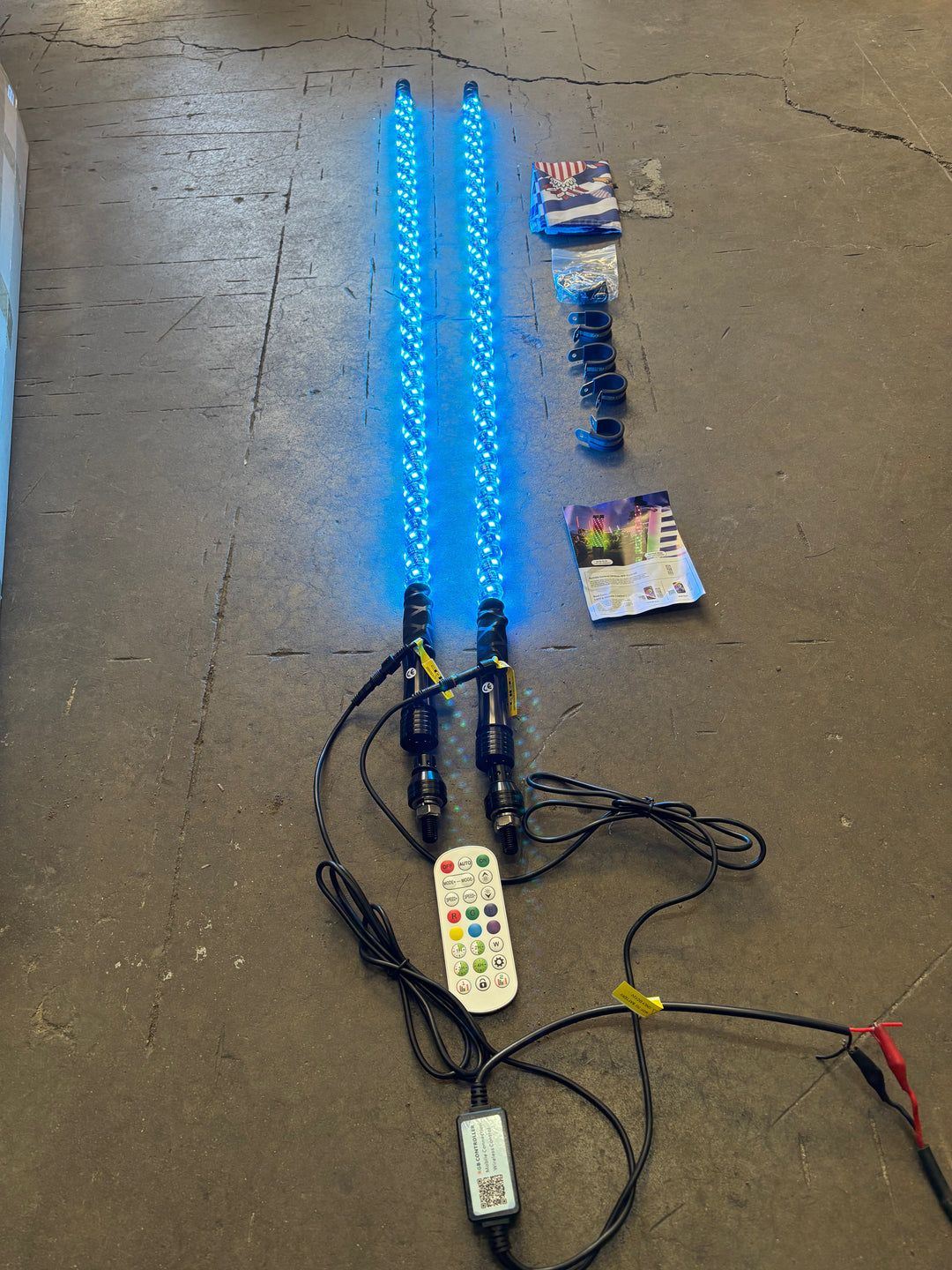 Eco 4' RGB LED Whip Pair - Bluetooth & Remote With Quick Release Base