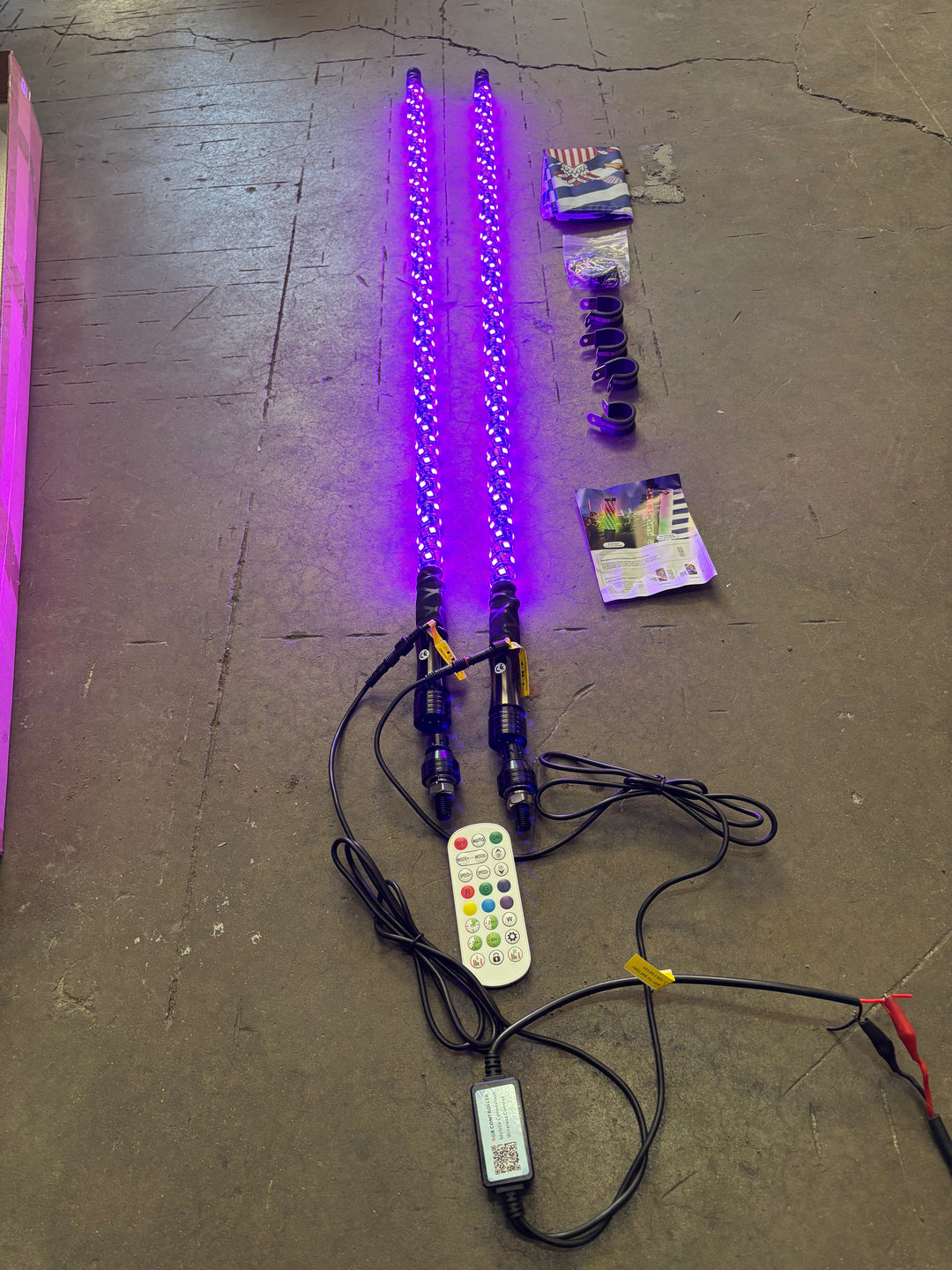 Eco 4' RGB LED Whip Pair - Bluetooth & Remote With Quick Release Base