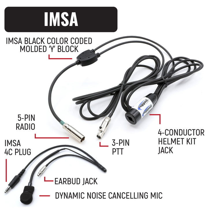 IMSA Driver Only Long Track Racing Communication Kit with RDH16 Radio