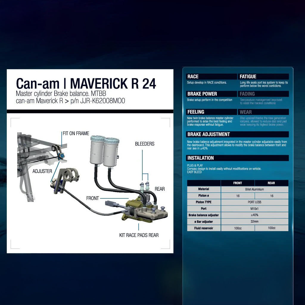 J.Juan Racing Twin Dual Master Cylinder for Can-Am Maverick R