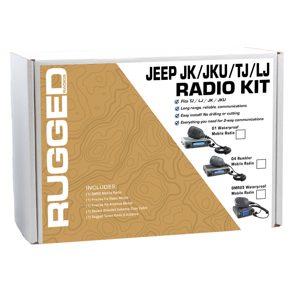 GMRS Mobile Radio Kit for Jeep Wrangler TJ LJ and JK - JK 2-Door (07-10) and JKU 4-Door (07-19) / G1 Waterproof