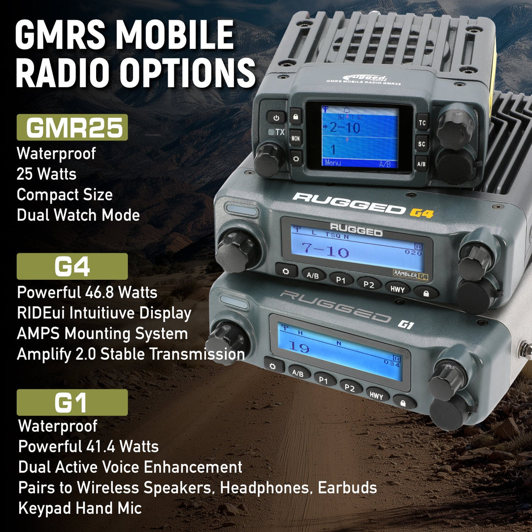 GMRS Mobile Radio Kit for Jeep Wrangler TJ LJ and JK - JK 2-Door (07-10) and JKU 4-Door (07-19) / G1 Waterproof